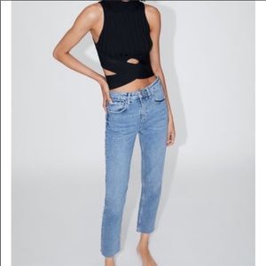Zara straight leg fit high-rise denim